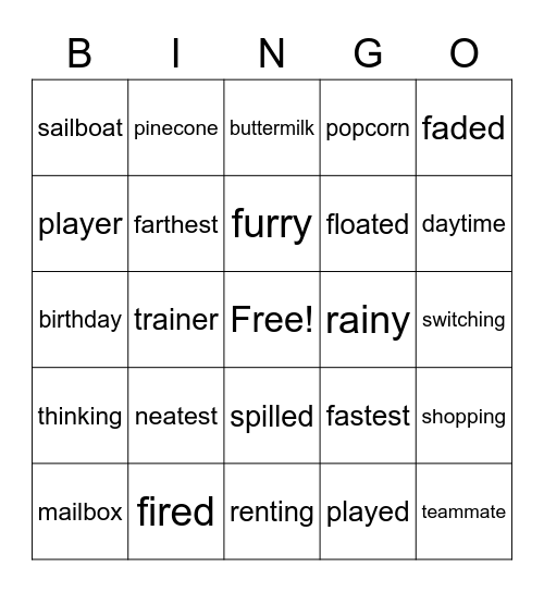 2B Bingo Card