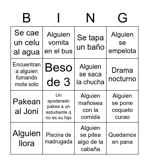 Gira 4E Bingo Card