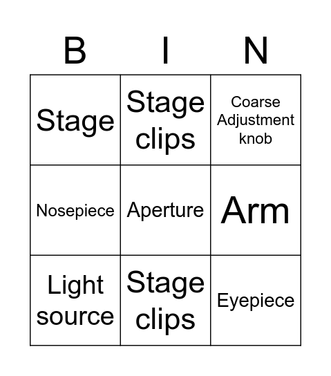 Microscope Bingo Card
