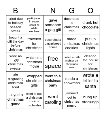 Christmas Bingo Card