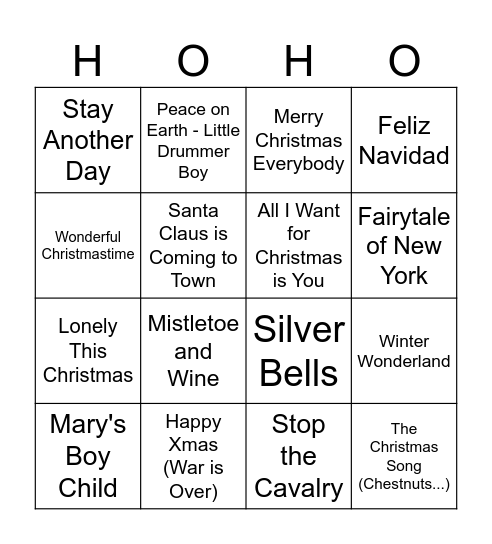 A Christmas Cwtsh Bingo Card