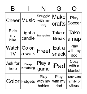 COPING SKILLS BINGO Card