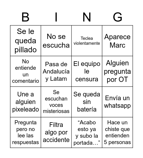 Directo de Agoney Bingo Card