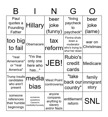 Rep Bingo 11/10/15! Bingo Card