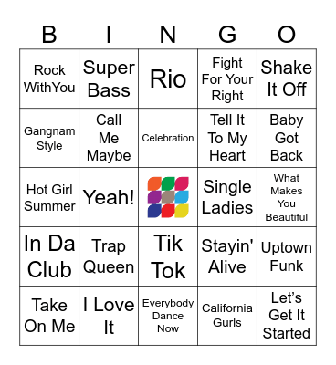Sing Along Pop Bingo Card