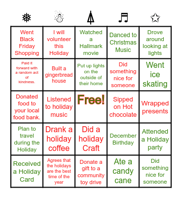 HOLIDAY BINGO ☃️🎁 🌟 Bingo Card