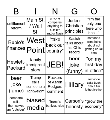 Rep Bingo 11/10/15! Bingo Card