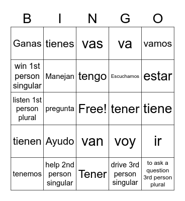 Spanish Wk 15 Bingo Card