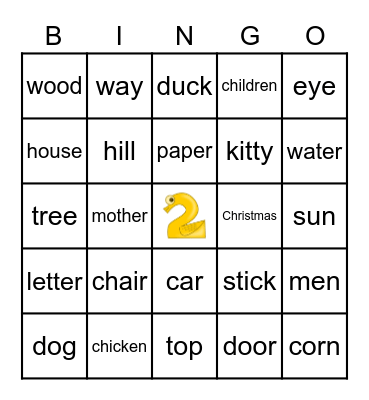 Dolch Nouns Part 2 Bingo Card