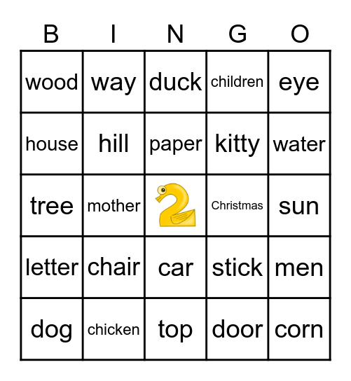 Dolch Nouns Part 2 Bingo Card