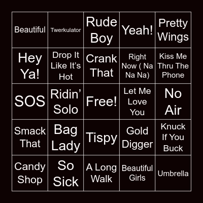 2000s Pop Playlist Bingo Card