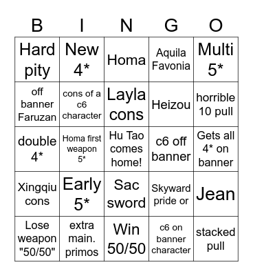 Hu Tao Pulls Bingo Card