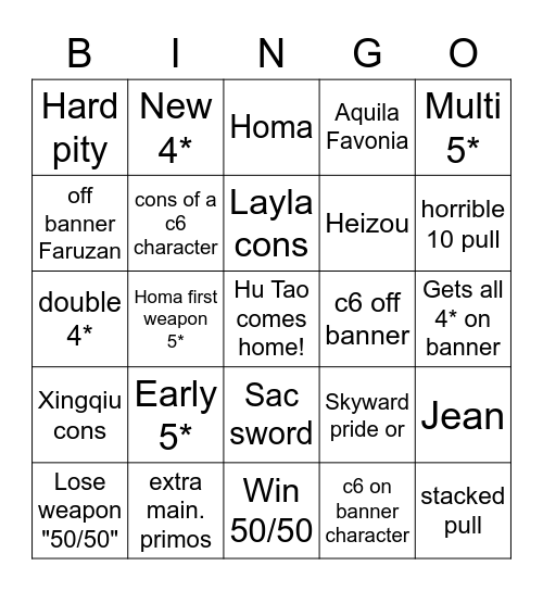 Hu Tao Pulls Bingo Card