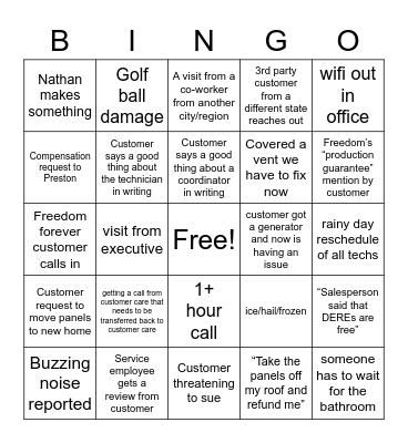 Dec Service Bingo Card