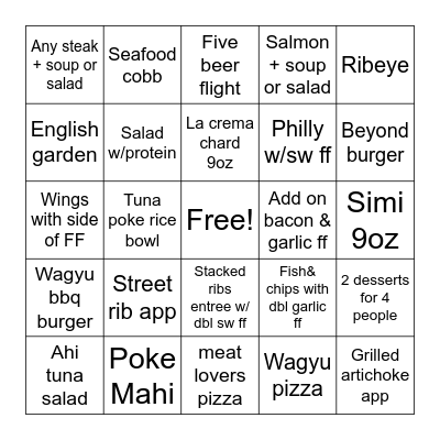 GB Bingo Card