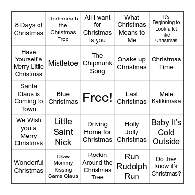 Christmas Bingo Card