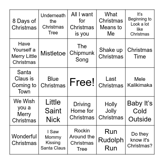 Christmas Bingo Card