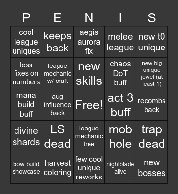 poe announcement Bingo Card