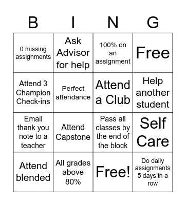 Block Bingo Card