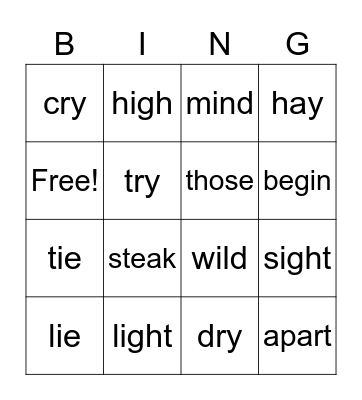 Spelling 3.2 Bingo Card