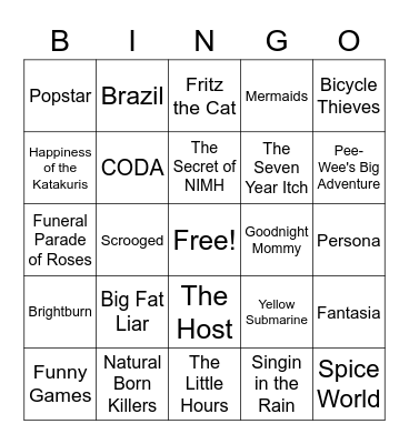 Movie Bingo Card
