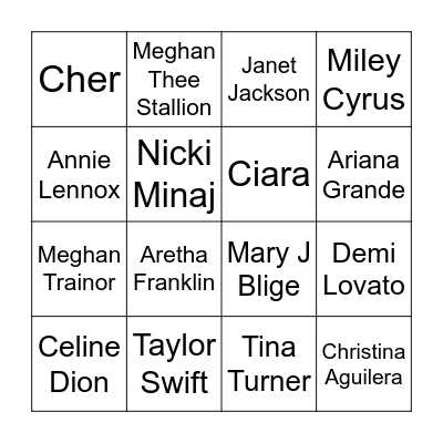 Divas Speed Round Bingo Card
