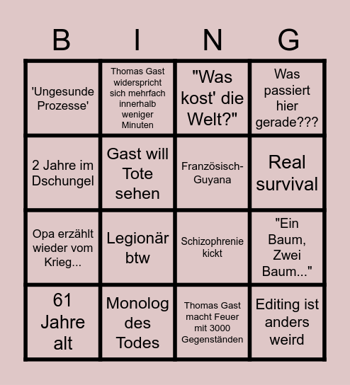 Thomas Gast Bingo! Bingo Card