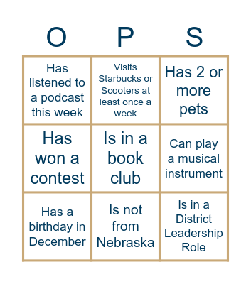 Find Someone Who... Bingo Card