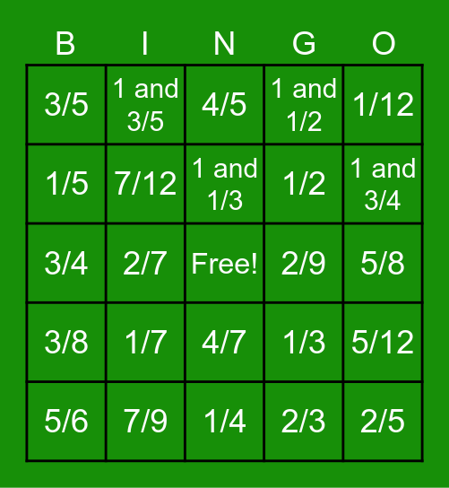 BINGO #4: Simplest Form Bingo Card