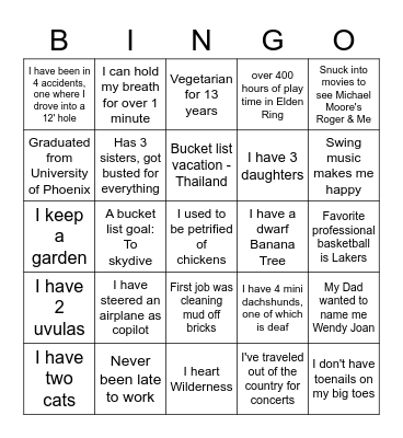 Birthday Bingo Card