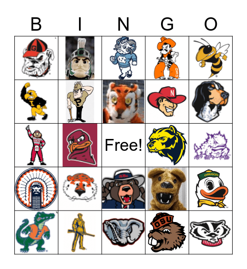 MASCOTS Bingo Card