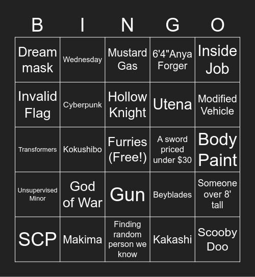 Comicon 2023 Bingo Card