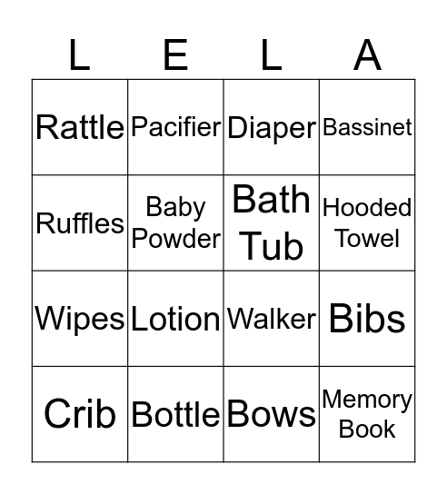 BABY LELA Bingo Card