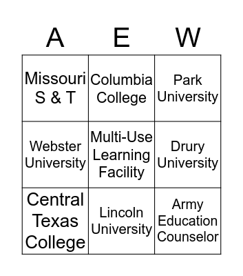 American Education Week Bingo Card