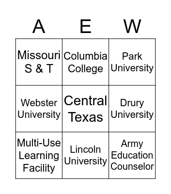 American Education Week Bingo Card