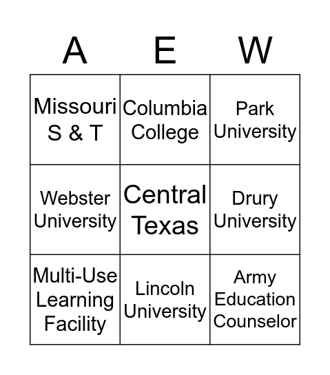 American Education Week Bingo Card