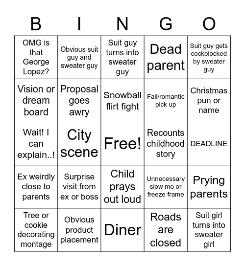 Hallmark Christmas Bingo Card