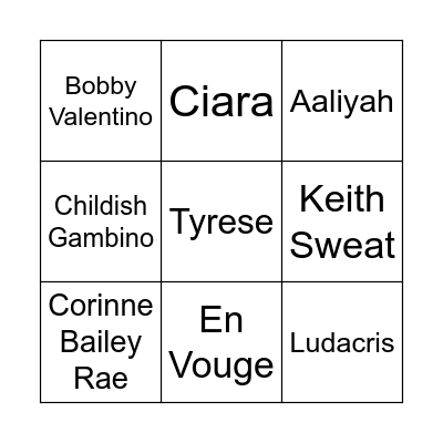 R&Bingo Card