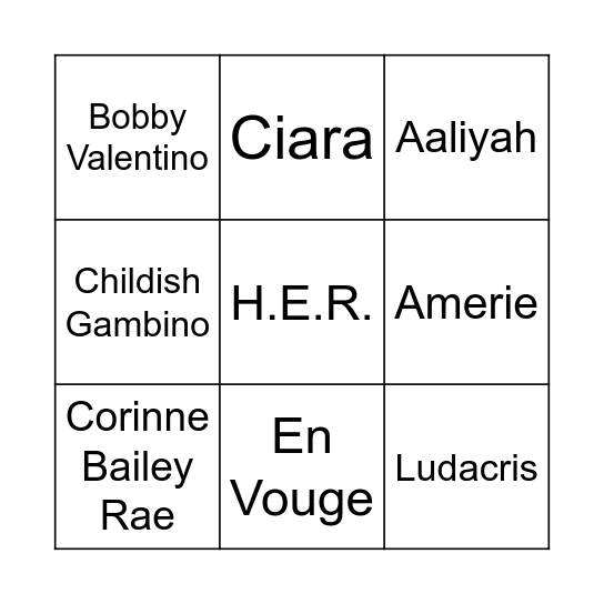 R&Bingo Card
