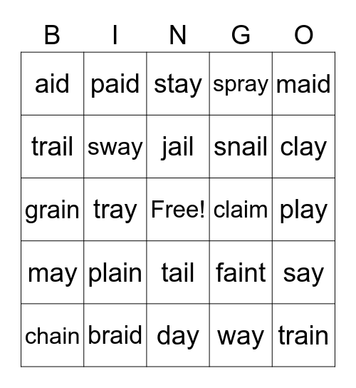 ai & ay Bingo Card