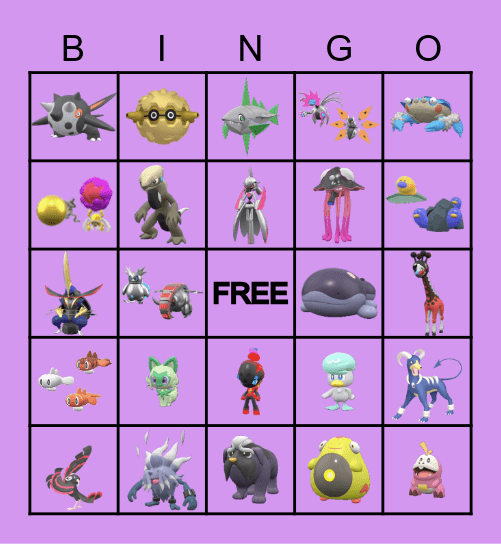 Pokémon Violet Shiny Bingo Card