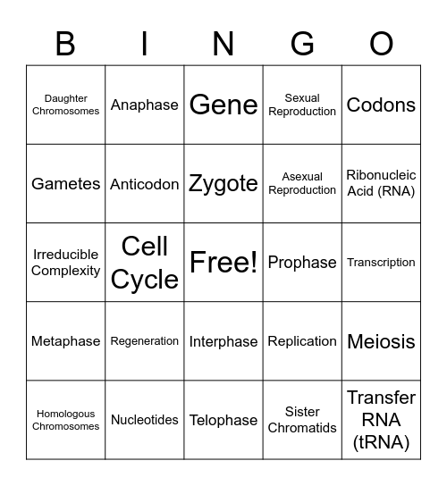 Life Science - Chapter 3 Bingo Card