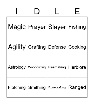 Melvor Bingo Card