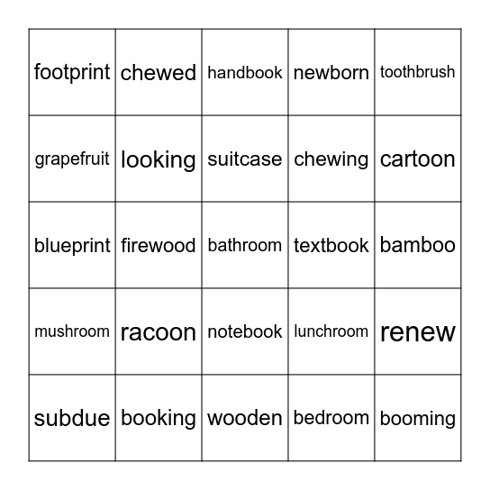 oo, ew Bingo Card