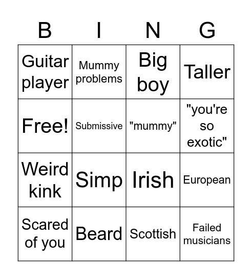 Angie Bingo Card