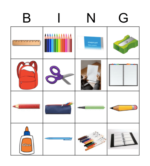 "Le matériel scolaire 1" Bingo Card