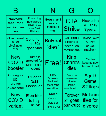 2023 Predictions Bingo Card