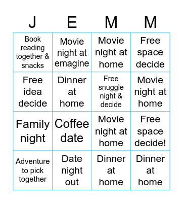 Lovey date bingo Card