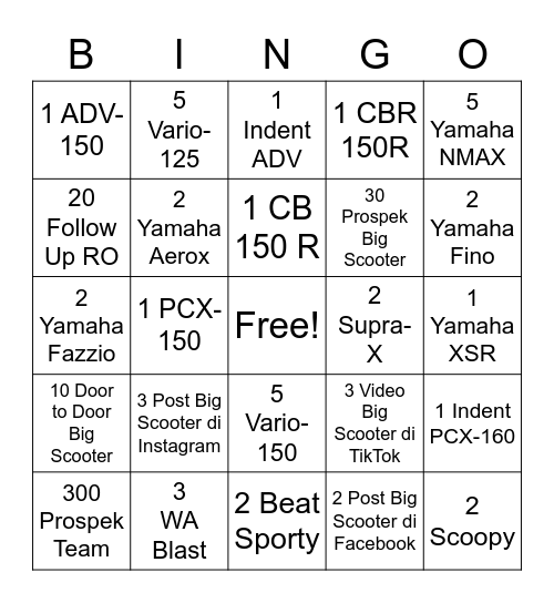 BINGO FLP Bingo Card