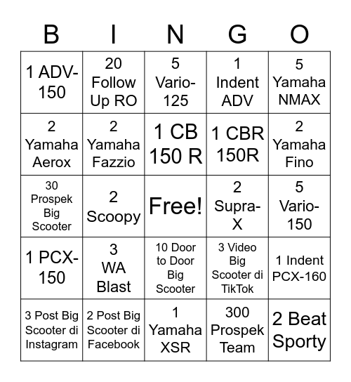 BINGO FLP Bingo Card